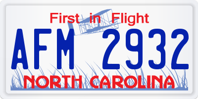 NC license plate AFM2932