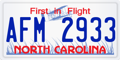 NC license plate AFM2933