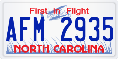 NC license plate AFM2935