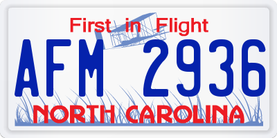 NC license plate AFM2936