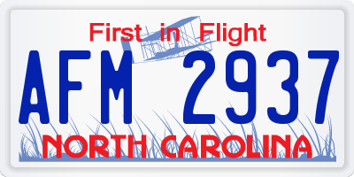 NC license plate AFM2937