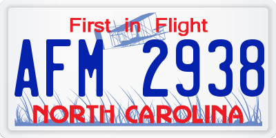 NC license plate AFM2938