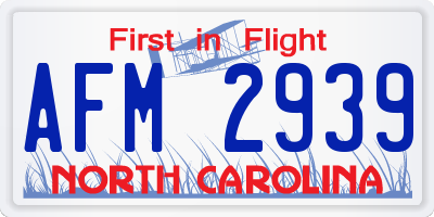 NC license plate AFM2939