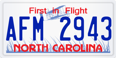 NC license plate AFM2943