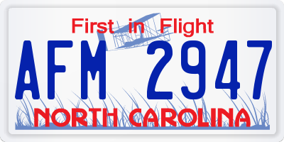 NC license plate AFM2947