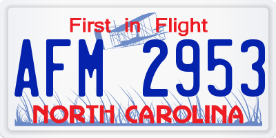NC license plate AFM2953