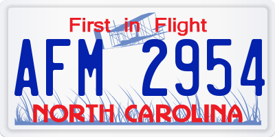 NC license plate AFM2954