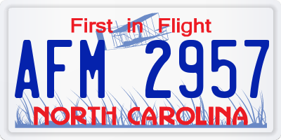 NC license plate AFM2957