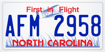 NC license plate AFM2958