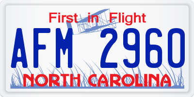 NC license plate AFM2960