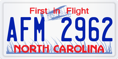 NC license plate AFM2962