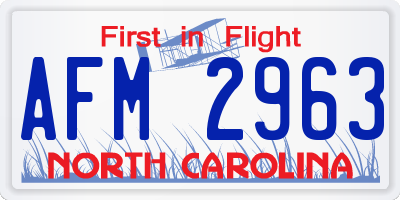 NC license plate AFM2963