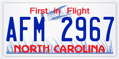 NC license plate AFM2967