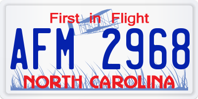 NC license plate AFM2968