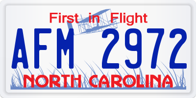NC license plate AFM2972
