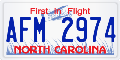 NC license plate AFM2974