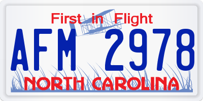 NC license plate AFM2978