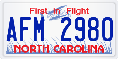 NC license plate AFM2980