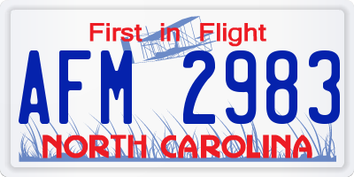 NC license plate AFM2983