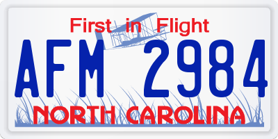 NC license plate AFM2984