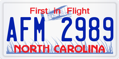 NC license plate AFM2989
