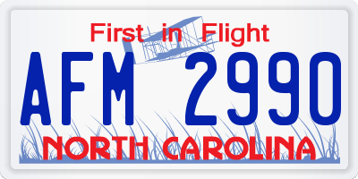 NC license plate AFM2990