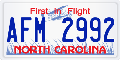 NC license plate AFM2992
