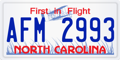 NC license plate AFM2993