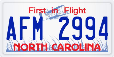 NC license plate AFM2994