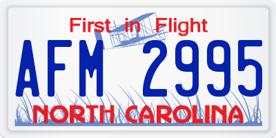 NC license plate AFM2995