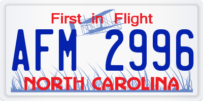 NC license plate AFM2996
