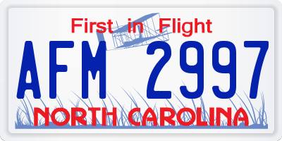 NC license plate AFM2997