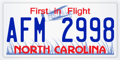 NC license plate AFM2998