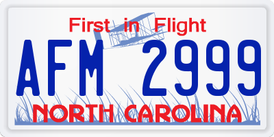 NC license plate AFM2999