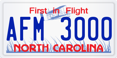 NC license plate AFM3000