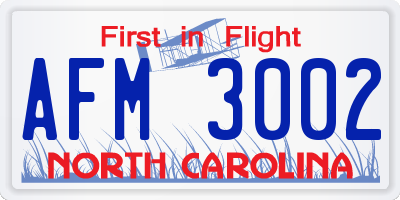 NC license plate AFM3002