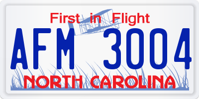 NC license plate AFM3004