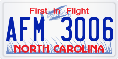 NC license plate AFM3006
