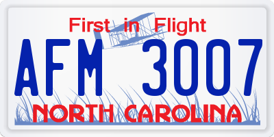 NC license plate AFM3007