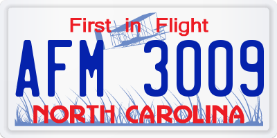 NC license plate AFM3009