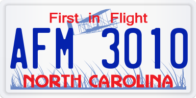 NC license plate AFM3010