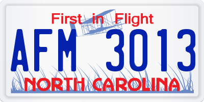 NC license plate AFM3013