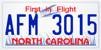 NC license plate AFM3015