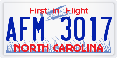 NC license plate AFM3017