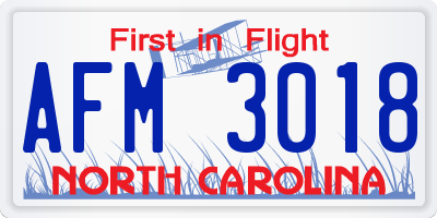 NC license plate AFM3018
