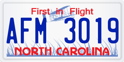 NC license plate AFM3019