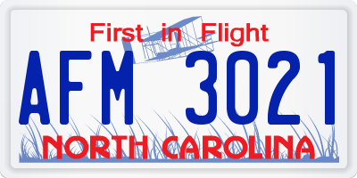 NC license plate AFM3021