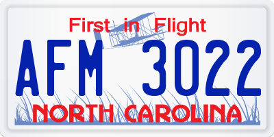 NC license plate AFM3022