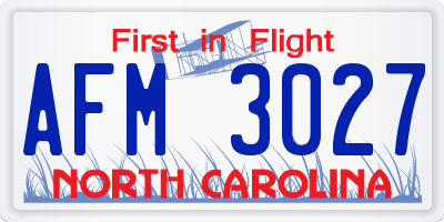 NC license plate AFM3027