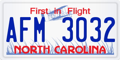 NC license plate AFM3032